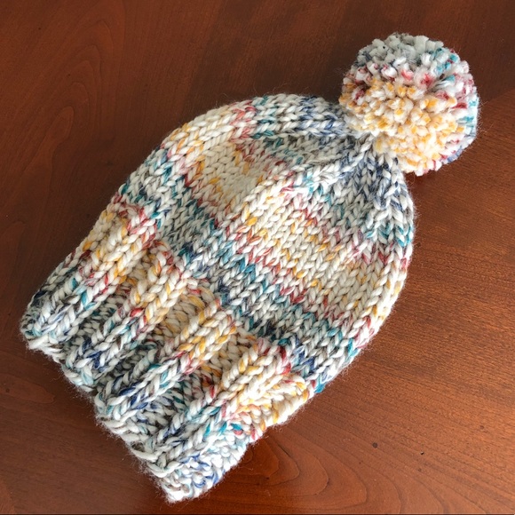 Handmade Knitted Beanie Ski Hat, Pom Pom One Size - Picture 2 of 4